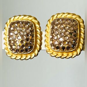 Richard Kerr Gold Swarovski Crystals Earrings 1980s EUC